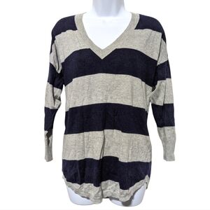 *** Joie Cashmere and Wool Blend Striped V-Neck Sweater